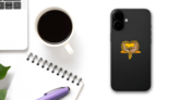 Two Anteaters In Love On Yellow Sticker on a Phone (New) example