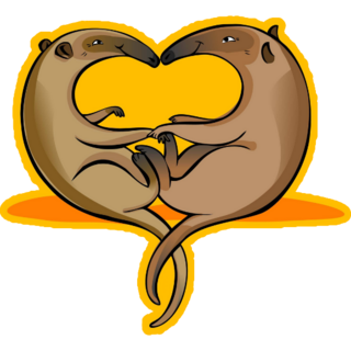 Two Anteaters In Love On Yellow Sticker