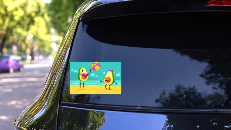 Two Avocados Playing At The Beach Sticker on a Rear Car Window (New) example
