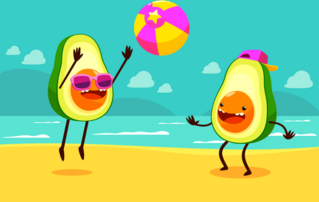 Two Avocados Playing At The Beach Sticker