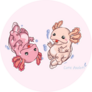 Two Axolotls In Bubbles Sticker