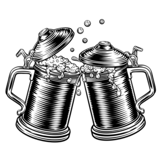 Two Beer Stein German Oktoberfest Pint Tankard Mugs Sticker