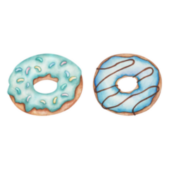 Two Blue Donuts Watercolor Illustration Sticker