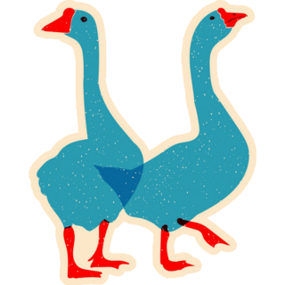 Two Blue Geese Sticker