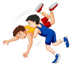 Two Boys Fighting Wrestling illustration Sticker