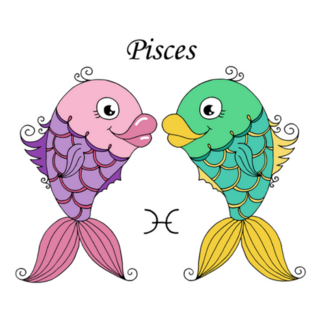 Two Bright Pisces Zodiac Sign Sticker