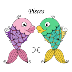 Two Bright Pisces Zodiac Sign Sticker