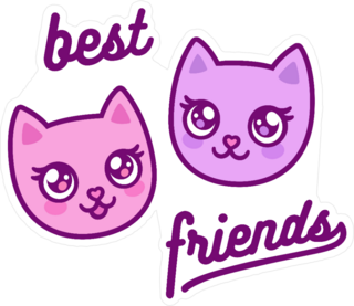 Two Cute Anime Kitties Sticker