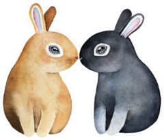 Two Cute Bunnies Kissing With Noses Sticker