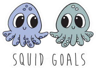 Two Cute Cartoon Baby Squids Squid Goals Sticker
