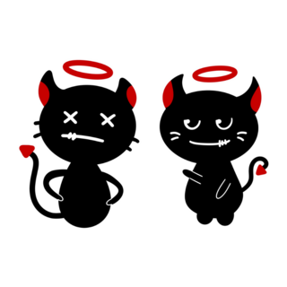Two Cute Devils Laughing Sticker