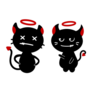 Two Cute Devils Laughing Sticker
