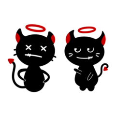 Two Cute Devils Laughing Sticker