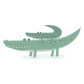 Two Cute Mom And Baby Crocodiles Sticker