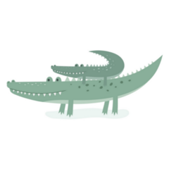 Two Cute Mom And Baby Crocodiles Sticker