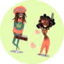 Two Cute Reggae Cartoon People Sticker