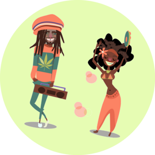 Two Cute Reggae Cartoon People Sticker