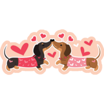 Two Dachshund Holding Heart Sticker