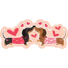 Two Dachshund Holding Heart Sticker