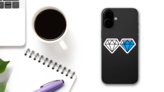 Two Diamonds Minimal Design Sticker on a Phone (New) example