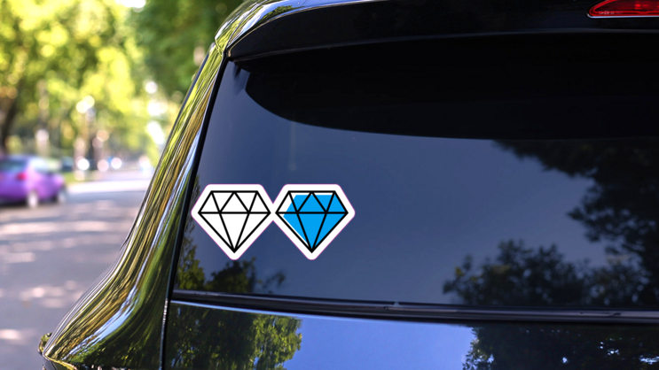 Two Diamonds Minimal Design Sticker on a Rear Car Window (New) example