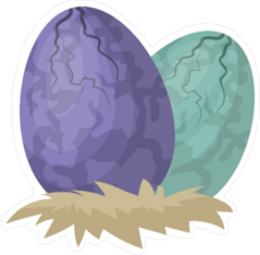 Two Dinosaur Eggs Hatching Sticker