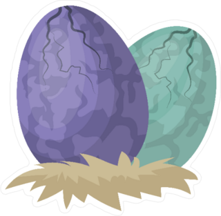 Two Dinosaur Eggs Hatching Sticker