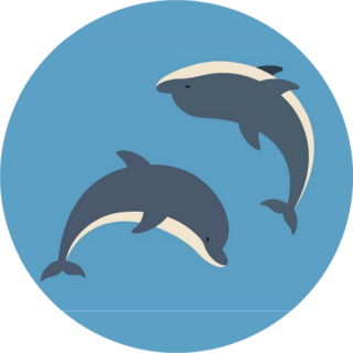 Two Dolphins Jumping Above Sticker