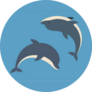 Two Dolphins Jumping Above Sticker
