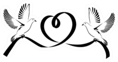 Two Doves Flying With A Black Ribbon In The Shape Of Heart Sticker