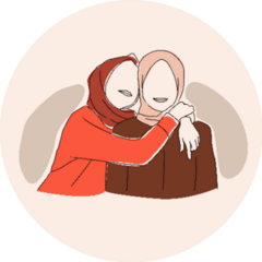 Two Female Hijab Sisters Hugging Sticker