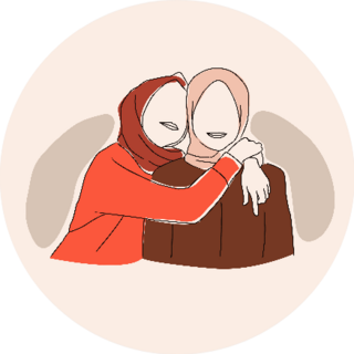 Two Female Hijab Sisters Hugging Sticker