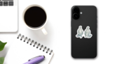 Two Funny Cute Hippos Are Standing On Their Heads Sticker on a Phone (New) example