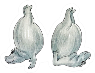 Two Funny Cute Hippos Are Standing On Their Heads Sticker