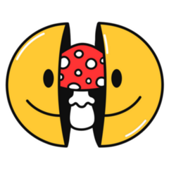 Two Half Of Smiley Face With Amanita Mushroom Inside Sticker