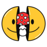 Two Half Of Smiley Face With Amanita Mushroom Inside Sticker