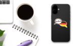 Two Hand Drawn German Speech Bubbles Sticker on a Phone (New) example