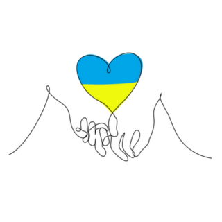 Two Hands Holding Fingers Ukraine Heart Sticker