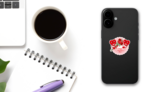 Two Happy Lovers Heart On Lace Sticker on a Phone (New) example