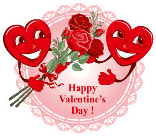 Two Happy Lovers Heart On Lace Sticker