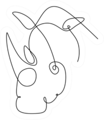 Two-horned Rhinoceros Continuos Line Sticker