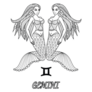 Two Line Art Gemini Mermaids Sticker