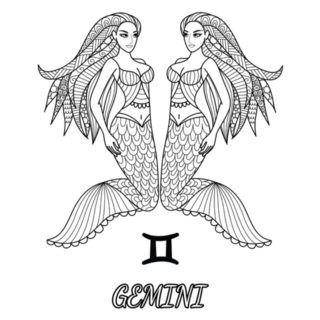 Two Line Art Gemini Mermaids Sticker