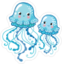Two Little Blue Jellyfish Sticker