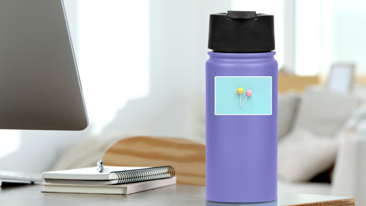 Two Lolipops Sticker on a Water Bottle (New) example