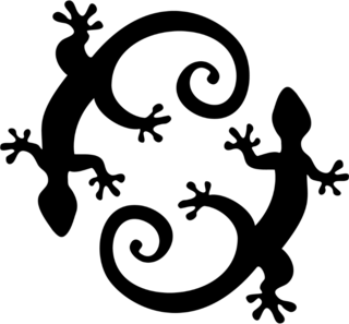 Two Lucky Lizards Circle Sticker