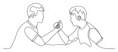 Two Men Sit At The Table And Arm Wrestle Sticker
