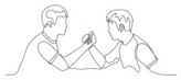 Two Men Sit At The Table And Arm Wrestle Sticker