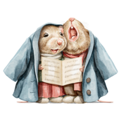 Two Mice In Clothes Singing Sticker