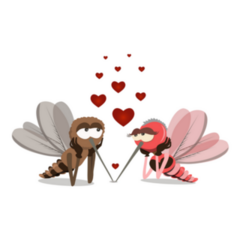 Two Mosquitoes In Love Cartoon Sticker